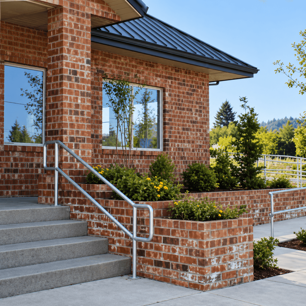 Brick entrance and steps built by Meister Masonry