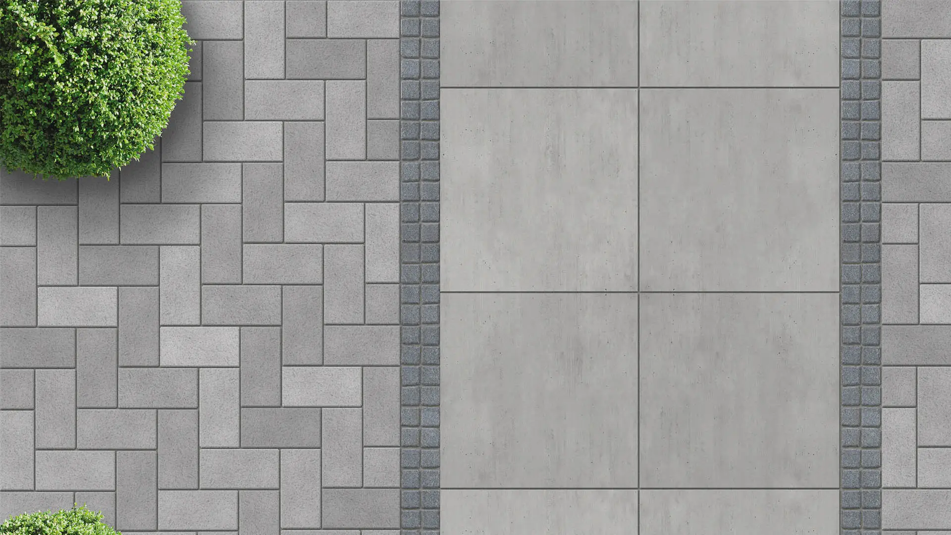 decorative concrete paver patio with detailed pattern